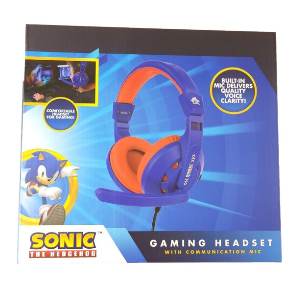 Sakar Sonic The Hedgehog Gaming Headset with Communication Mic Comfortable Sega - Picture 1 of 9